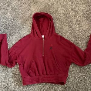 Red cropped hoodie